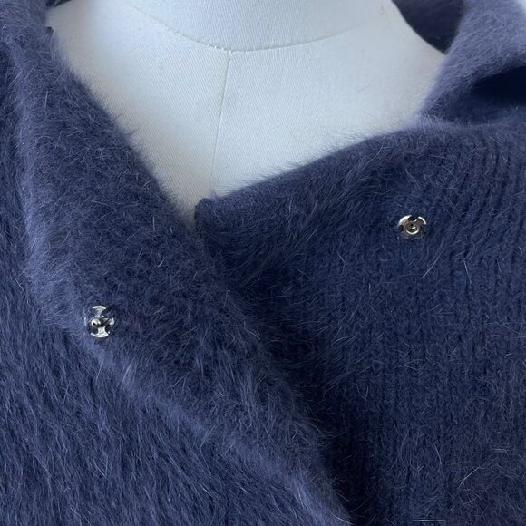 Womens Navy Blue/ Grey Wrap Cape Coat Oversized Style Sz 175/92A US L - Picture 5 of 12